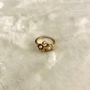Coach Gold Flower Ring with Pearl Inset